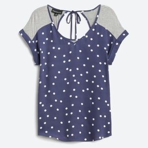 NWOT Fortune + Ivy Cheylee Tie Back Mixed Material Top